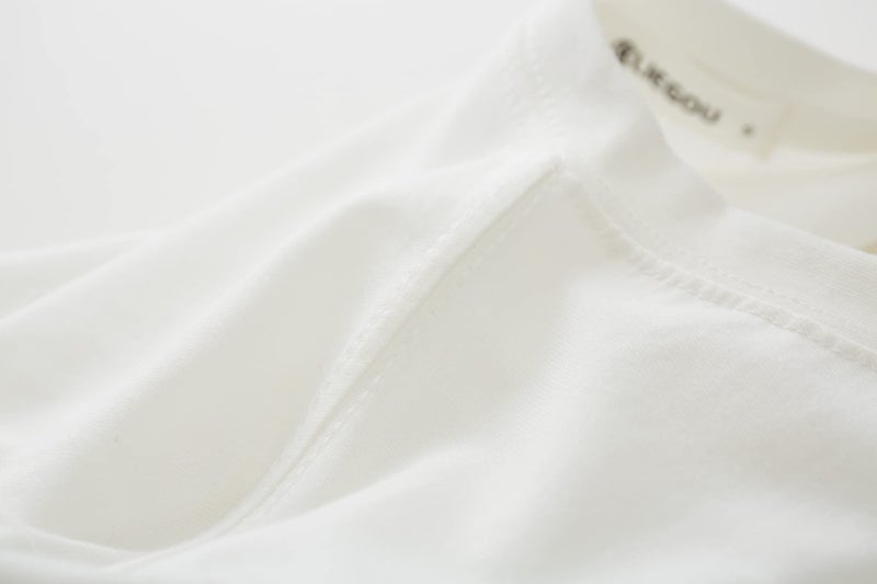 KLIEGOU Mens Cotton Hipster Hip Hop Longline Long Sleeve T Shirt 67(White XL) - Image 4